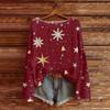 Ladies' Fashionable Casual Long Sleeved Christmas Printed Round Neck Knitted Yarn