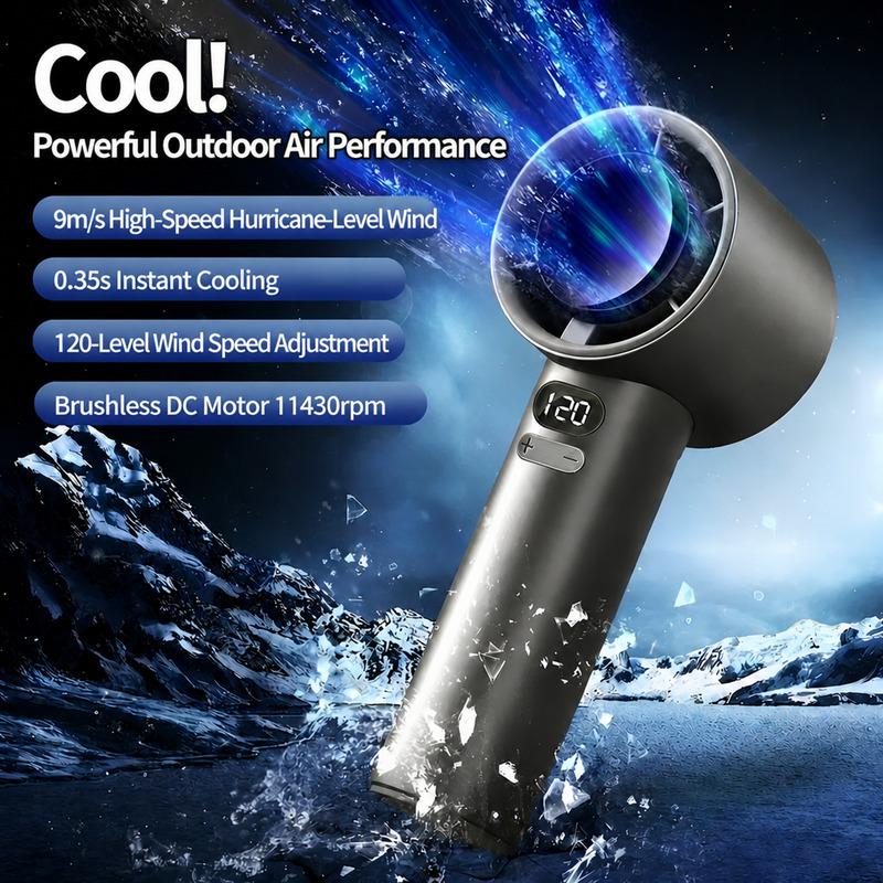 Portable Handheld Fan Cooling Fan with Digital Display USB Rechargeable 3-Speed Adjustable Wind High-speed For Travel Outdoor