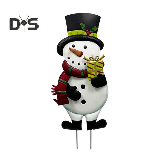 

Рождественский кол, световое украшение, освещенный 2D Санта-Клаус, снеговик, дворовый знак, уличный металлический кол для рождественского декора газона в саду Snowman