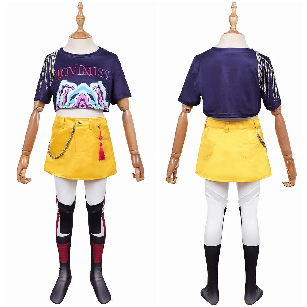 2026 HalloweenDémons Enfants Mira Zoey Cosplay 2025 Chasseurs Costume Filles T-shirt Jupe Chaussettes Tenues Roleplay Halloween