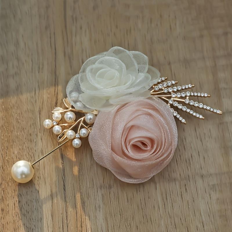 1PC Beautiful Rose with Metal High-end Groom Best Man Bride Bridesmaid Corsage for Wedding Parties