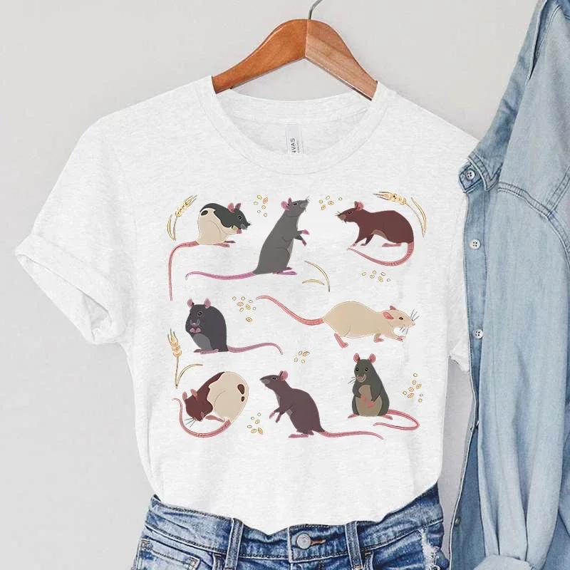 

Футболки с изображением крысы, женские топы в стиле Харадзюку с животными, летние повседневные модные футболки, винтажные женские футболки с принтом Paddy, женская одежда с крысой 2XL коричневый