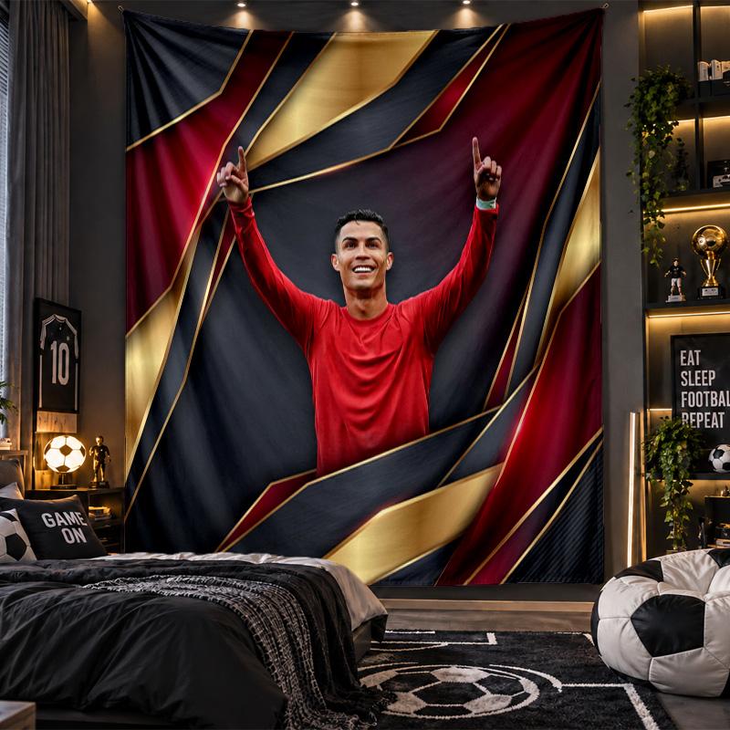 Wandbehang Wandteppich Cristiano Ronaldo Druck Stoff für Wohnzimmer Schlafzimmer Heimdekoration
