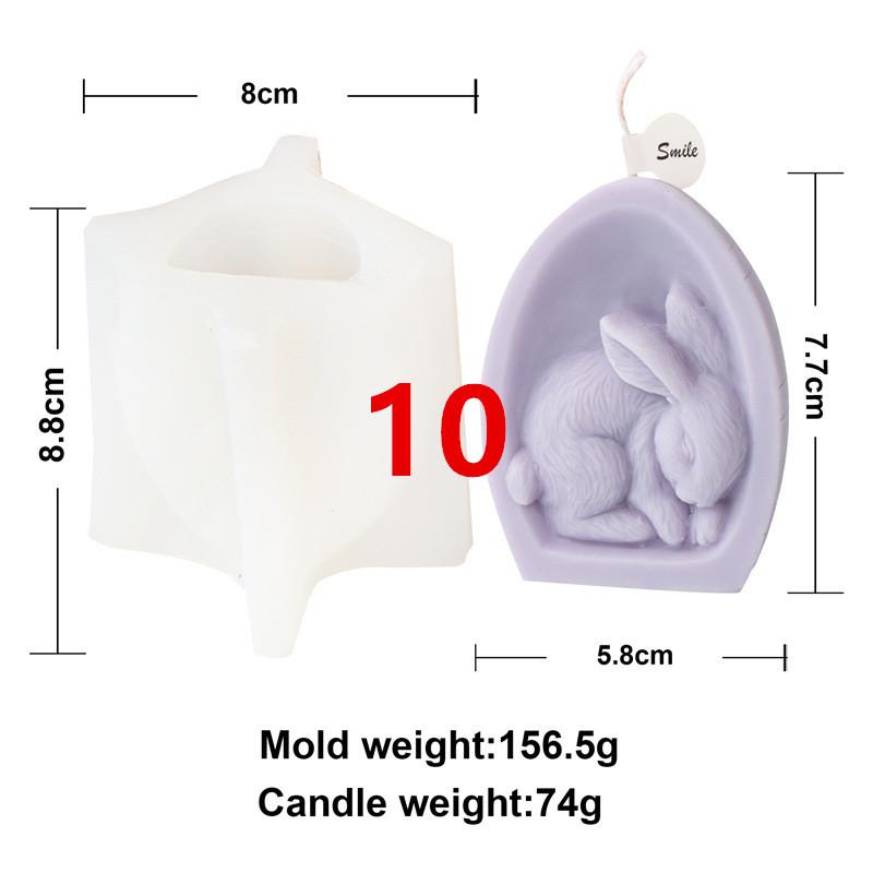 Easter 3D Rabbit Silicone Candle Mold DIY Easter Egg Crystal Decor Animal Painting Plaster Gift Aromatherapy Candle Making Mould