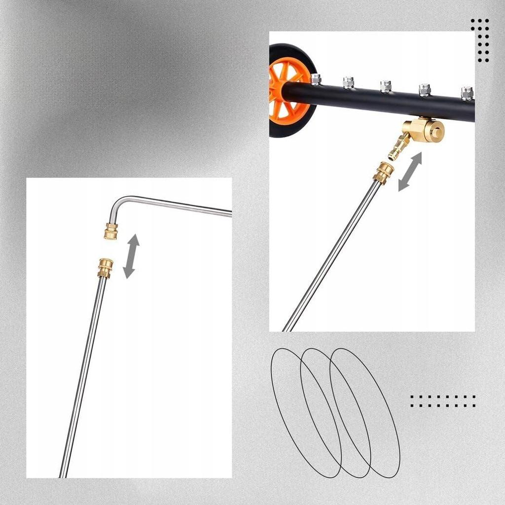 Rosfix Undercarriage Washer Lance On Wheels, 7 Nozzles, 1/4" Quick Connect, Kärcher K Bayonet Adapter (K2-K7)
