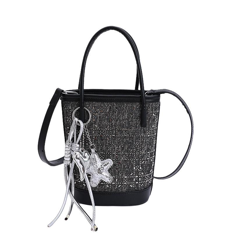 IELGY Ladies Messenger Bag Fashion Bucket Bag Casual Denim Blue Portable