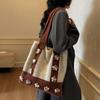 Women Plush Shoulder Bag Warm Cloth Fabric Handbag Soft Designer Flowers Handbags Girls Shoulder Bag Shopping Bag Large Capacity