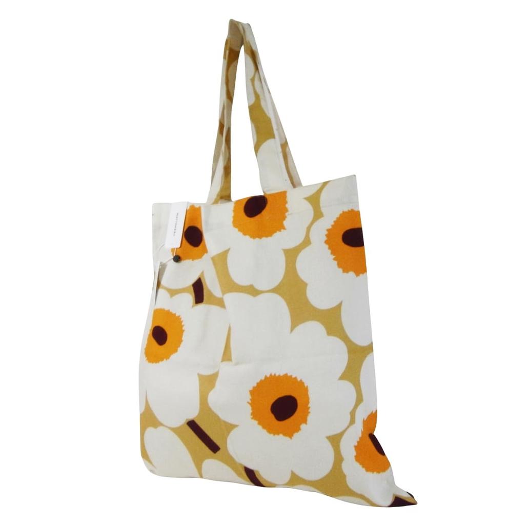 Marimekko Pieni Unikko Kassi Tote Bag, No Gusset, Eco Bag (Caramel, Cream, and Warm Orange) [Parallel Import]