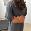Trendy Retro Crescent Bag For Women In Black Brown White Stylish Pu Material