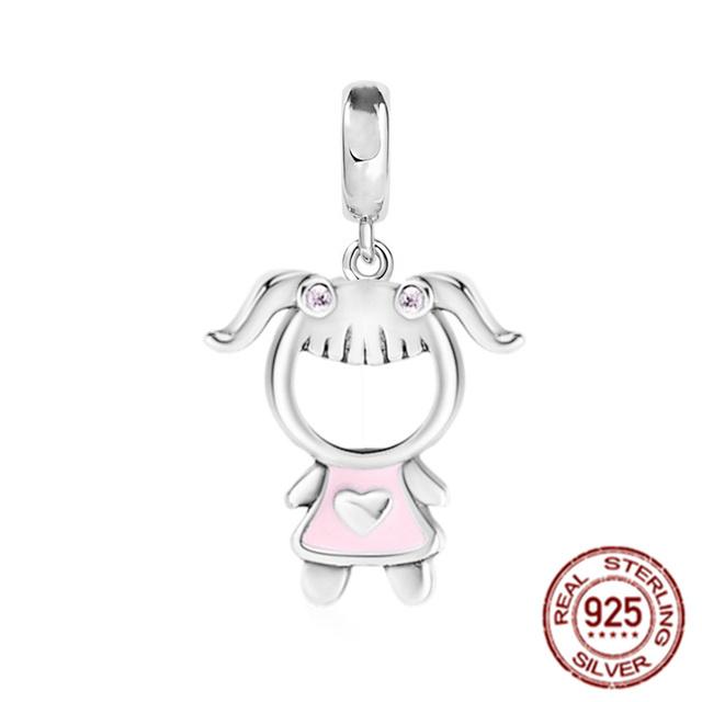 Pink Series Bikini Crown Mom Dumbbell Boxing Glove Dog 925 Sterling Silver Fit Original Fasion Bracelet Charm Bead DIY Jewelry