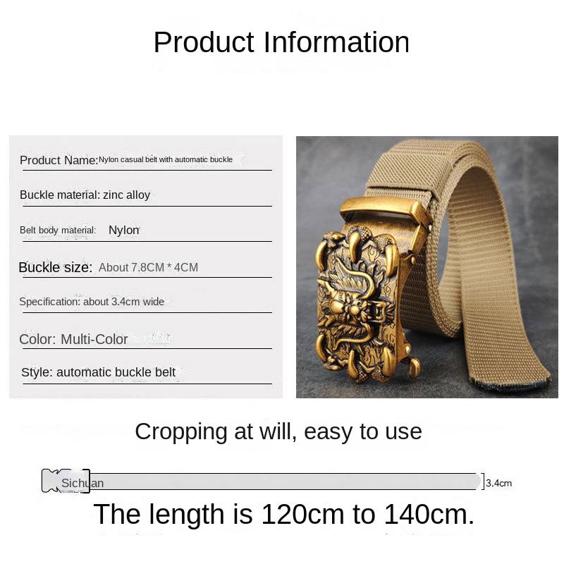 Gürtel Herren Automatische Schnalle Zahnlos Business Freizeit Herrengürtel Junge Leute Persönlichkeit Trendy Nylon Canvas All-Match Hosengürtel