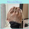 Stylish White Woven Bucket Bag With Lace Design For Summer Korean Street Fashion