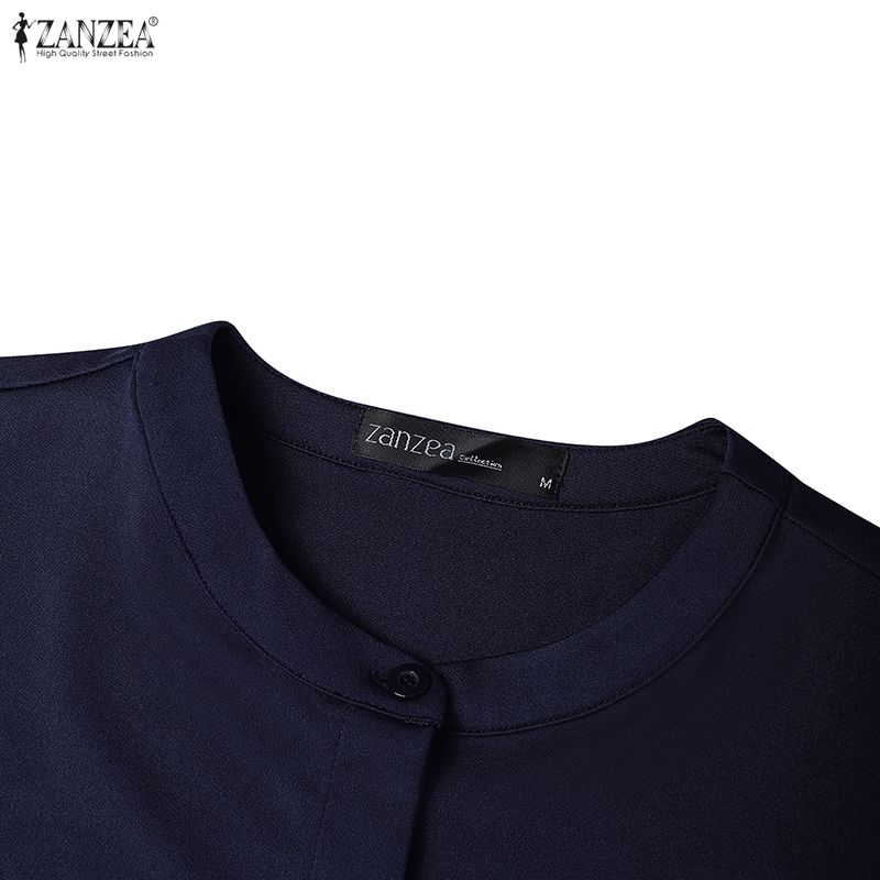 ZANZEA Dámská ležérní halenka s kulatým výstřihem, dlouhým rukávem a volného střihu