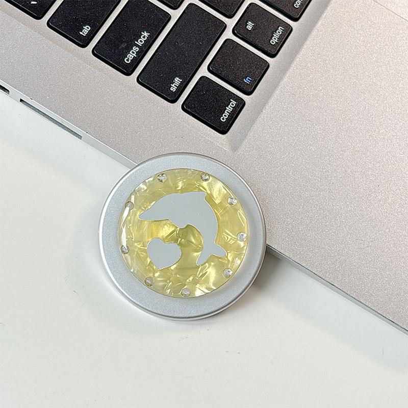 Dolphin Heart Mirror Phone Holder with Magnetic Suction, Compatible with MagSafe - Ideal for Desktop and Hands-Free Use, Japanese & Korean Style