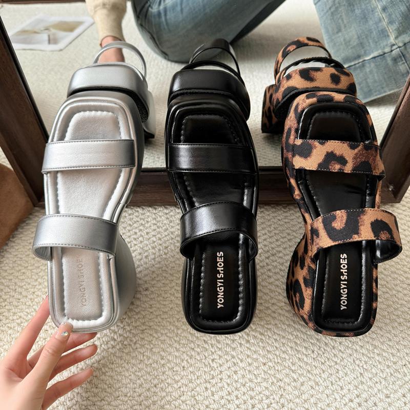 

2025 Summer Leopard Women s Platform Wedges Heel Slippers Fashion Ladies Narrow Band Slides Outdoor Female Open Toe Footwear 40 срібний