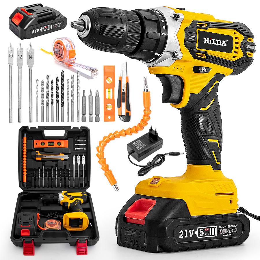 Hilda Rechargeable Lithium-Ion Impact Drill & Portable Electric Screwdriver Set