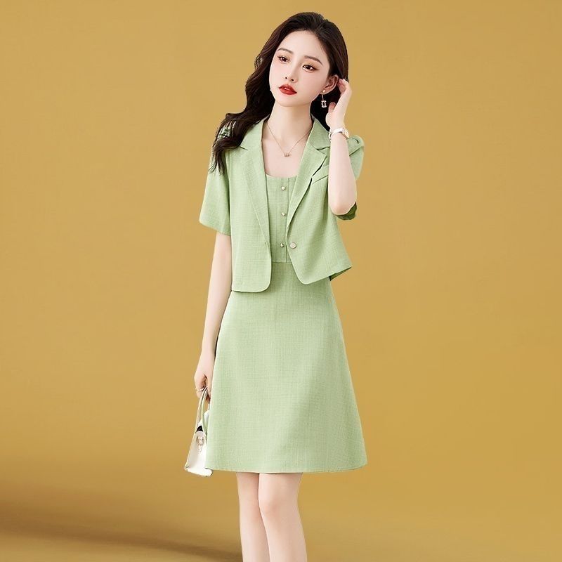 Commuting Dress Temperament Socialite Women's Summer Suit Suspender Skirt Two-piece Set