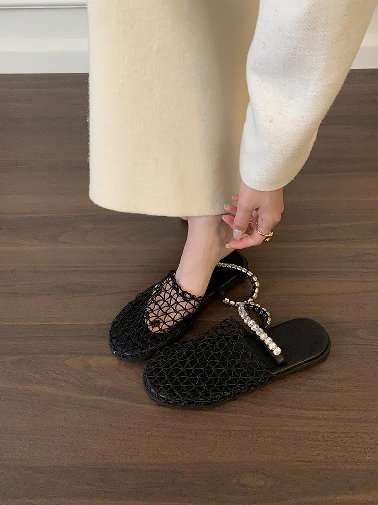 

Fashion Women Flats Slippers Fashion Casual Shoes Walking Slingback Sandals 2025 New Trend Slippers Home Slides Women Zapatos De Mujer 35 чёрный