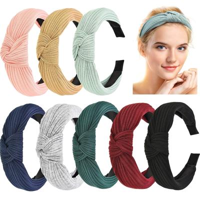 8 Pack Wide Headbands Knot Turban Headband Hair Band Elastic Plain Fashion Hair Accessories For Women And Girls, Children 10 Colors