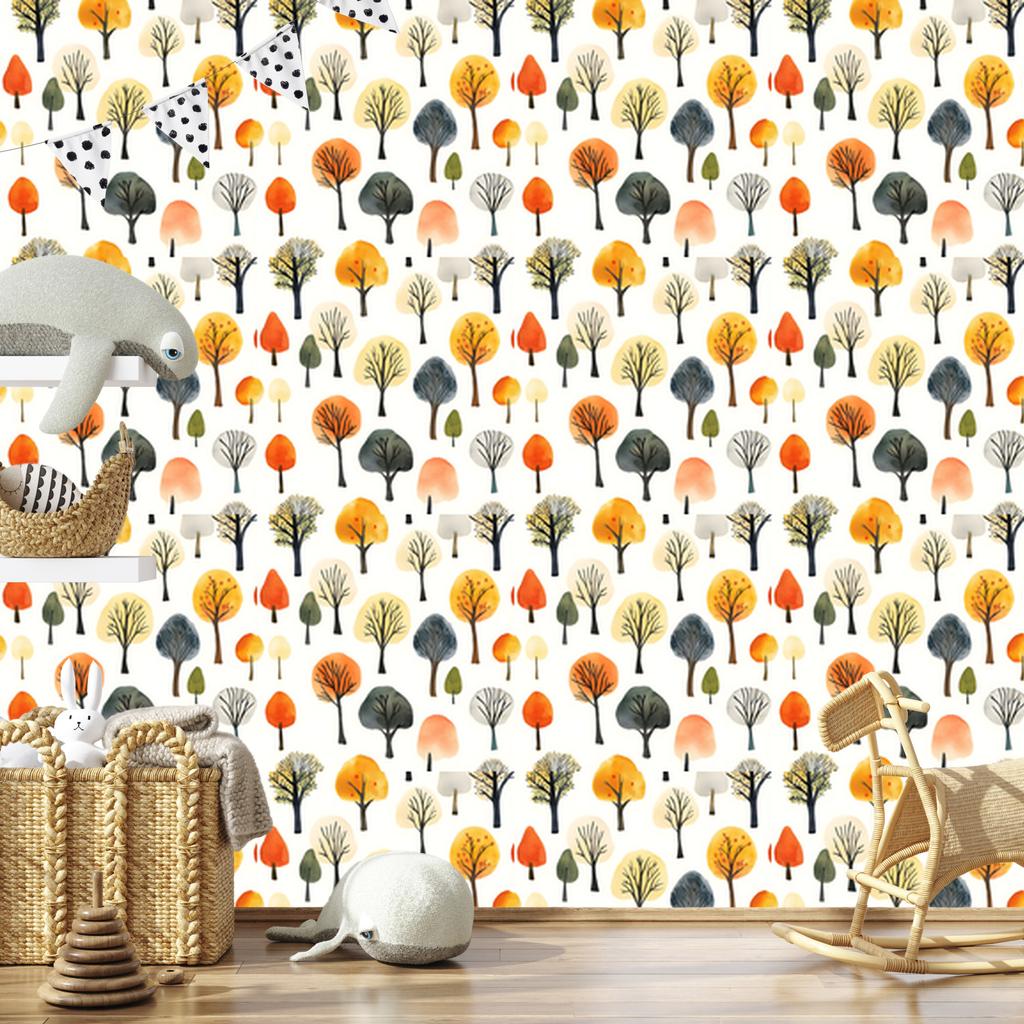 Flowers and Leaves Wallpaper White, Cream and Light Gray 50x1000