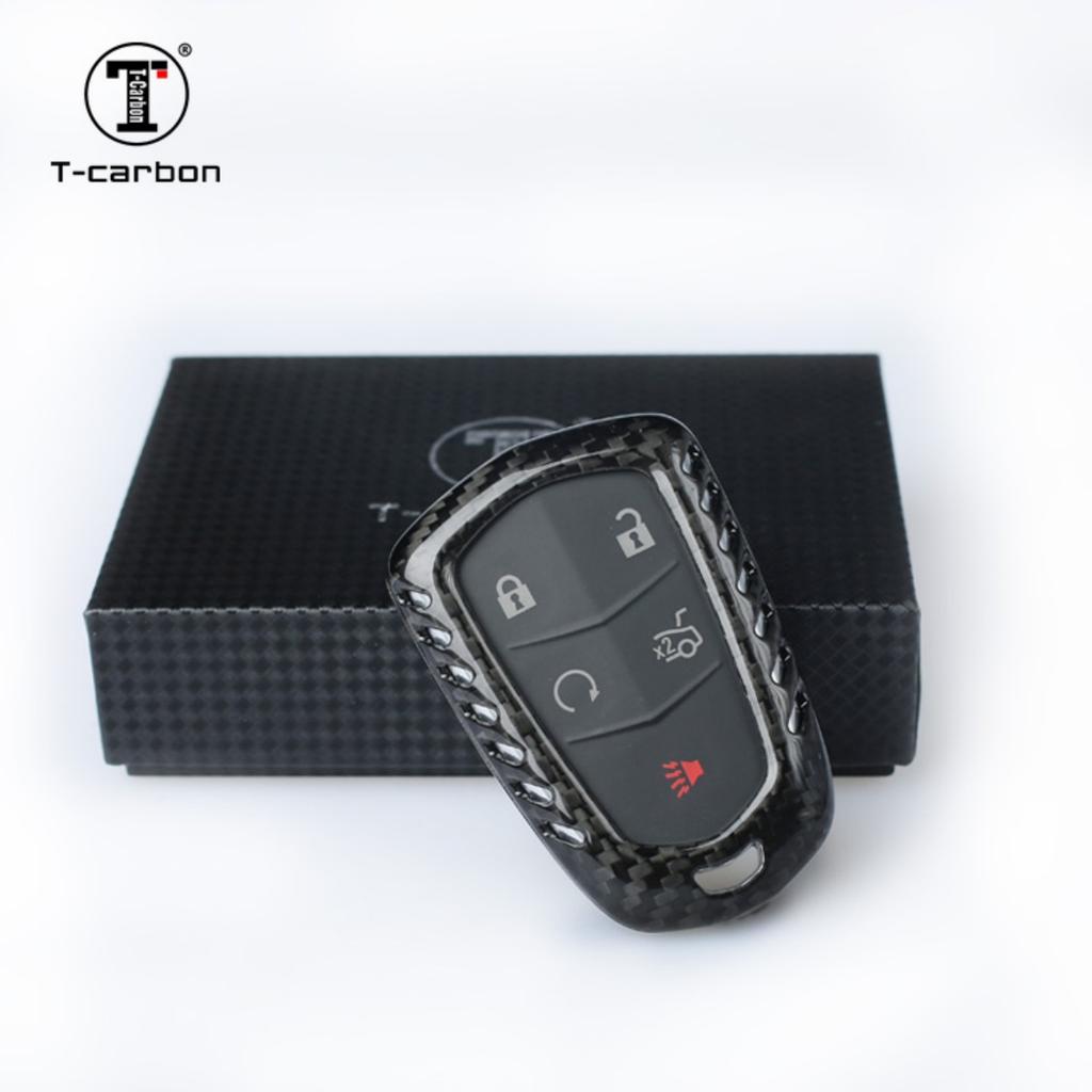 T-Carbon Carbon Fiber Car Key Cover For Cadillac Escalade Cts Xts Ats Sts Xt4 Xt5 Ct6 Srx Key Case Accessories