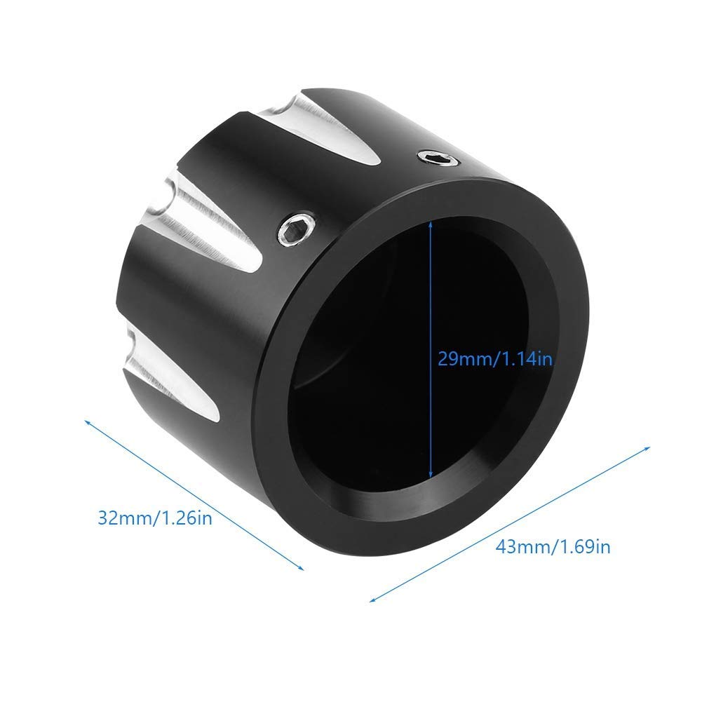 Harley Aftermarket Axle Nut Cover Deep Edge Cut Motorcycle Black CNC Aluminum Front Axle Skull Nut Bolt Cover Cap (A)