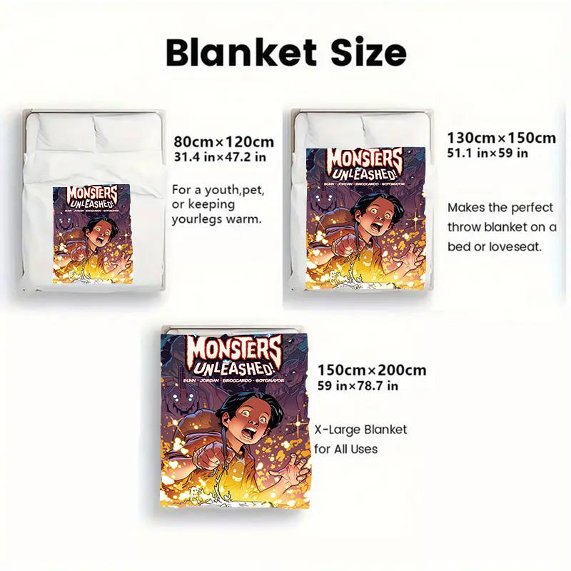 Monsters Unleashed 2D Flat Pattern Flannel Blanket High quality All Seasons Warmth and Comfort Perfect for Christmas Gifts.AMT261020122
