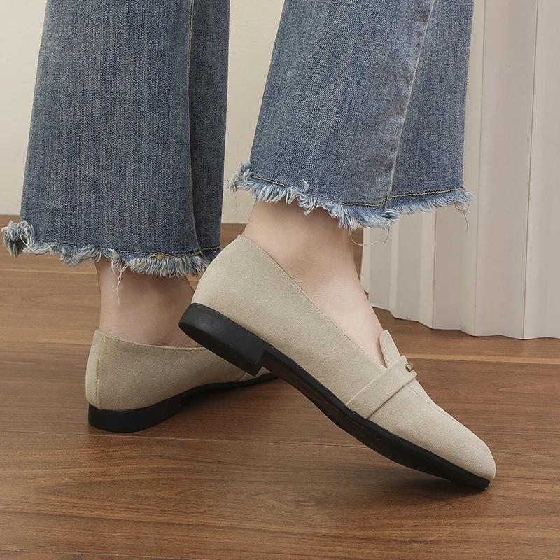 Damen Schuhe im Angebot 2024 Herbstmode Flach Lässig Bequem Einfarbig Spitz Zehenbereich Damen Flache Walking Slipper