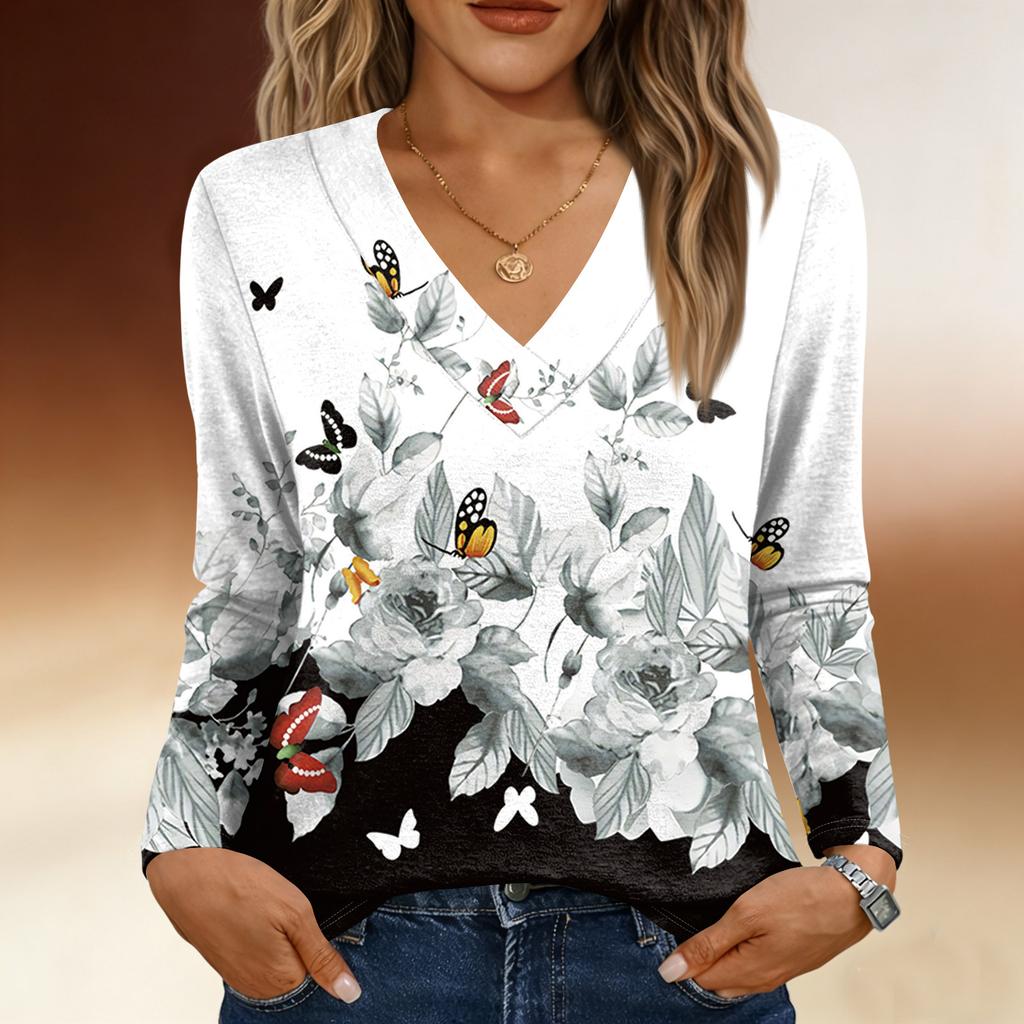 Langarmshirts für Damen, niedlicher Aufdruck, Grafik-T-Shirts, Blusen, lässig, Übergröße, Basic-Tops, Pullover