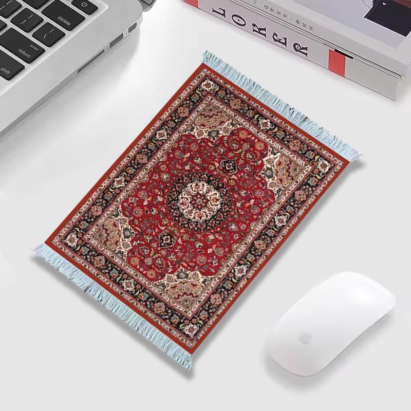 Woven flower Persian carpet small coaster wholesale merchants mouse pad desk mat retro style rubber non-slip computer desk mats