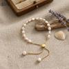 EFFIE QUEEN 925 Sterling Silver Natural Baroque Pearl Bracelet 14K Gold Adjustable Chain Link Bracelets for Women Jewelry GPB09