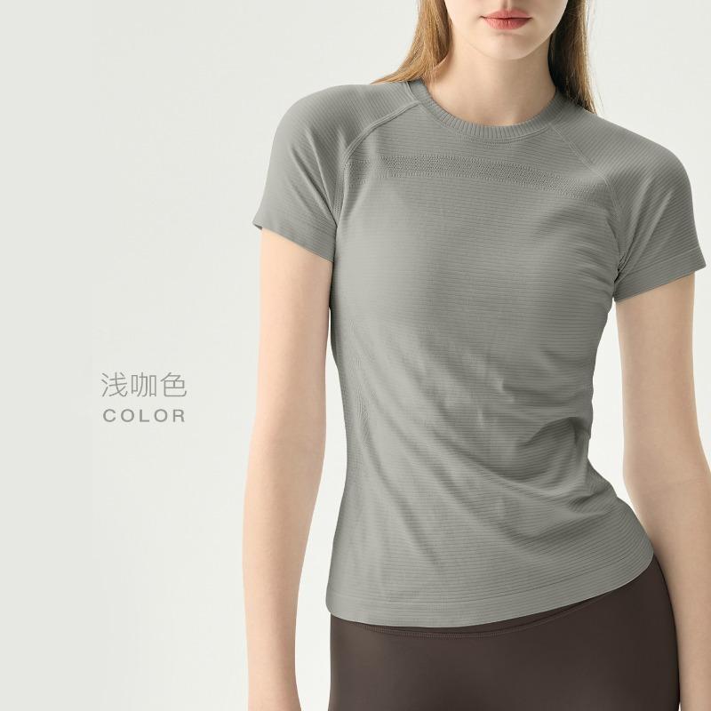 New sports short-sleeved women's summer seamless yoga clothes, running training, cycling training, fitness tops, Pilates yoga shirts