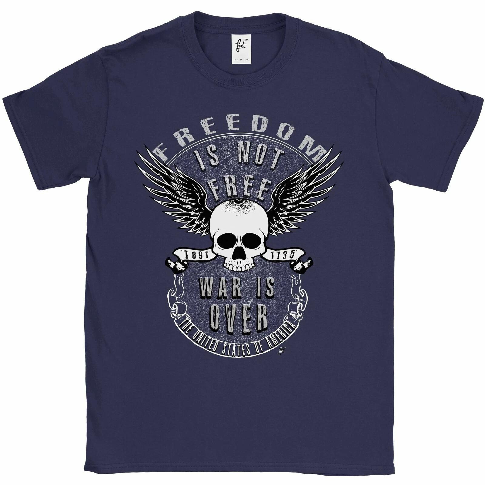 Freedom Is Not Free War Is Over Skull With Wings Mens T-Shirt S