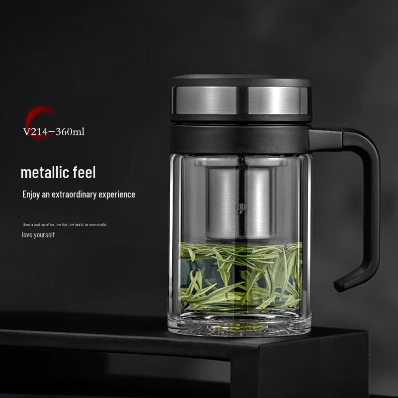 Omni Double-Walled Glass Mug with Handle