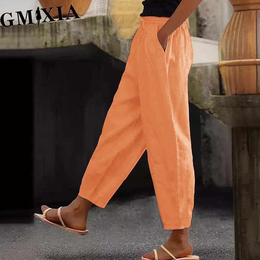 GMXIA Women's Fashion Casual Solid Color Print Pants & Capris Trousers