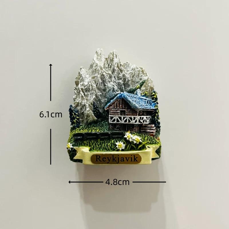 Iceland Reykjavik Resin Fridge Magnet Stickers Travel Souvenir Gift Landscape Refrigerator Magnet Home Kitchen Decor