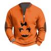 Halloween-Print - Herren Lockerer, Lässiger, Vielseitiger Rundhals Mehrfarbiger Pullover-Hoodie