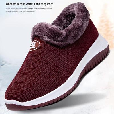 Damen Old Beijing Plus Samt Warme Rutschfeste Baumwollschuhe - Weiche Sohle für Mittelalte und Ältere Frauen
