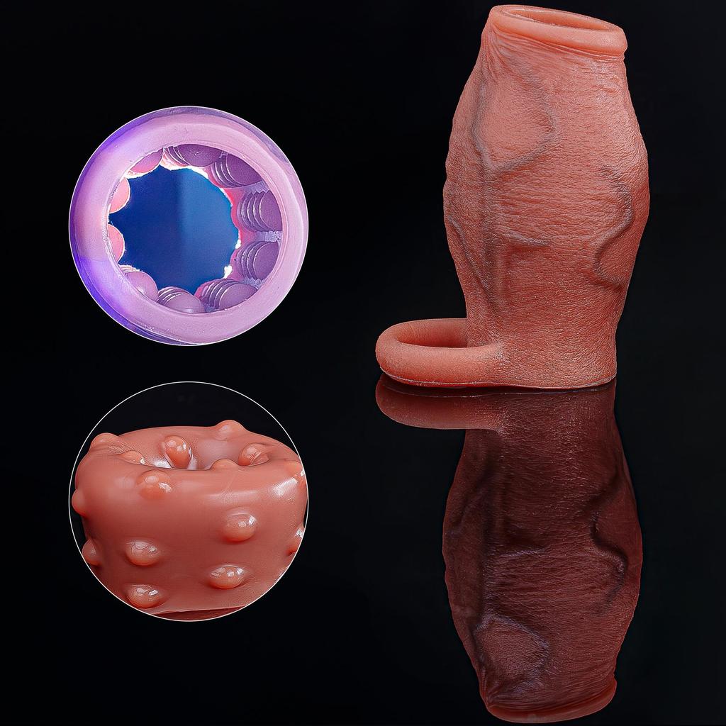 Enlarged and Thicken Cock Sleeve Lock Sperm Penis Ring Adult Men Sex Toy Soft Silicone Dick Sleeve Enlargement Male 18+ Sexy Toy