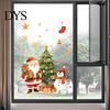 Festival Atmosphere Decor Cartoon Christmas Window Sticker, Removable Santa Snowman Tree Decal, Waterproof PVC Ornaments Static Cling Sticker for Home