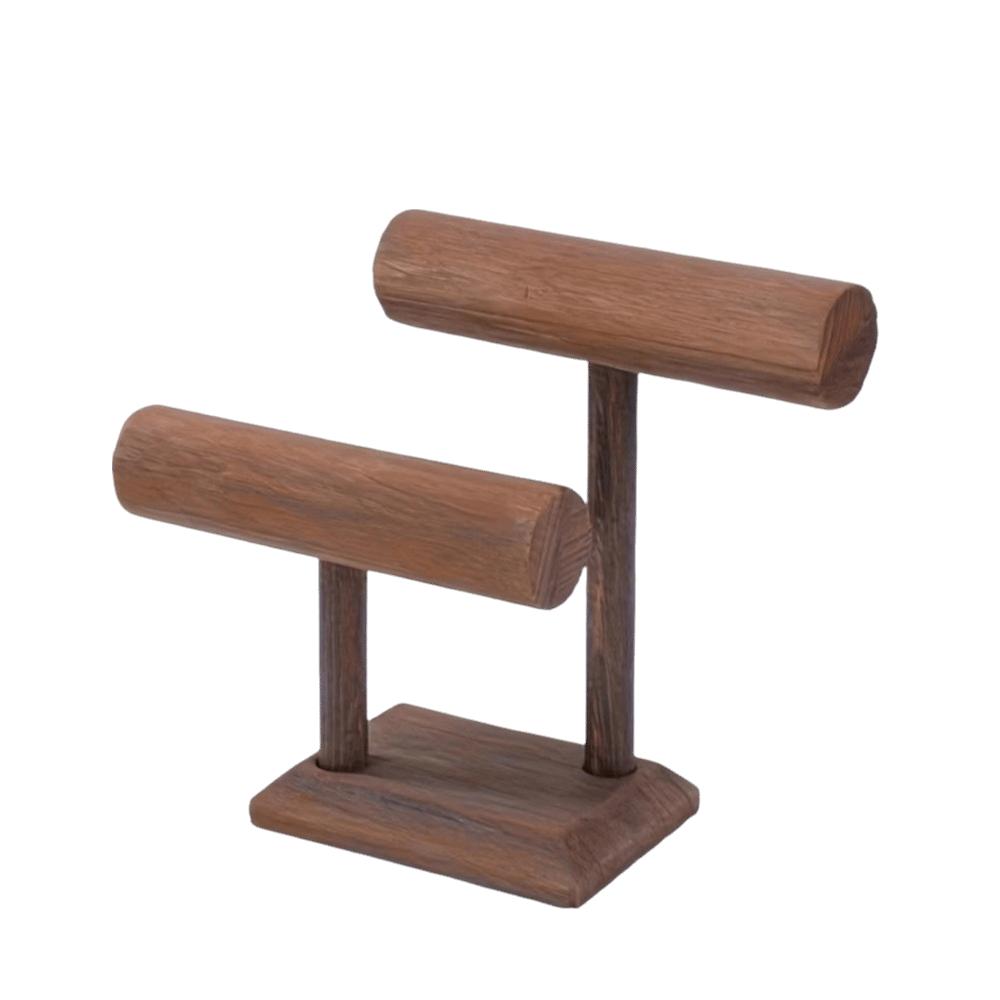 Retro Wooden Display Stand Double-layer Durable Watch Holder Stand Storage Rack for Bracelets and Necklaces