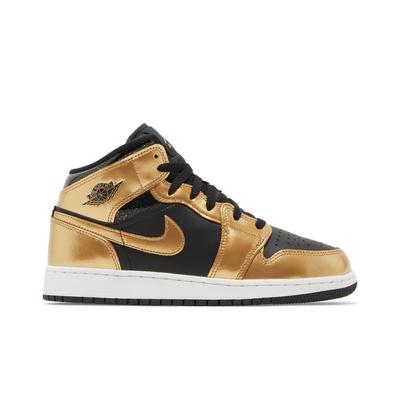 Air 1 Mid SE Grade School 'Metallic Gold Black' (Unisex) Black / Metallic Gold / White Kids' Basketball Shoes DR6967 071