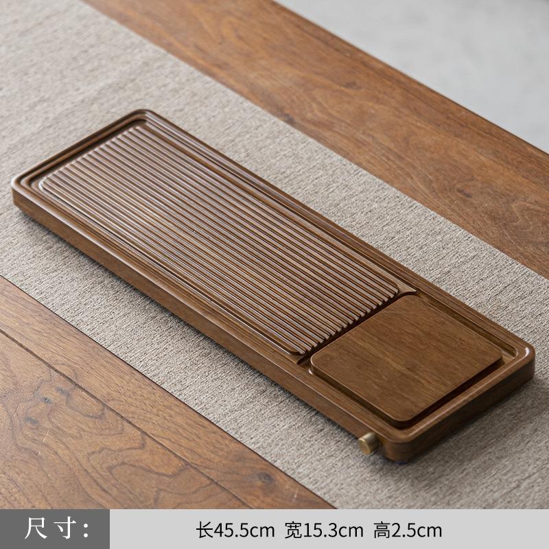 Wujinshi solid wood tea tray household Kung Fu tea set Tea Sea heavy bamboo rectangular dry bubble table drainage tea set tray