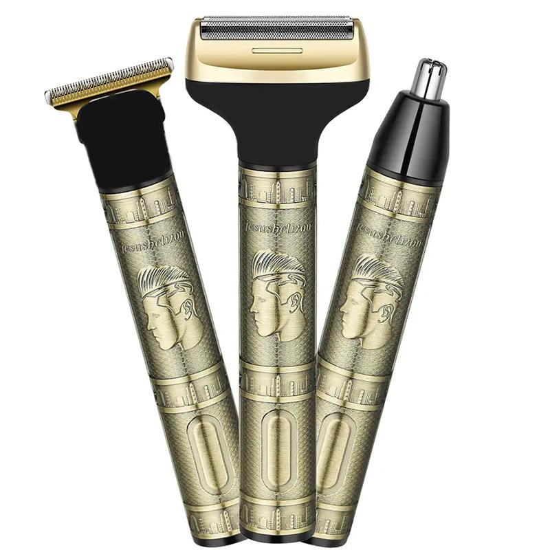 

Профессиональный триммер для волос Беспроводной Перезаряжаемый Электрический триммер для бороды Триммер с Т-образным лезвием с нулевым зазором золотой
