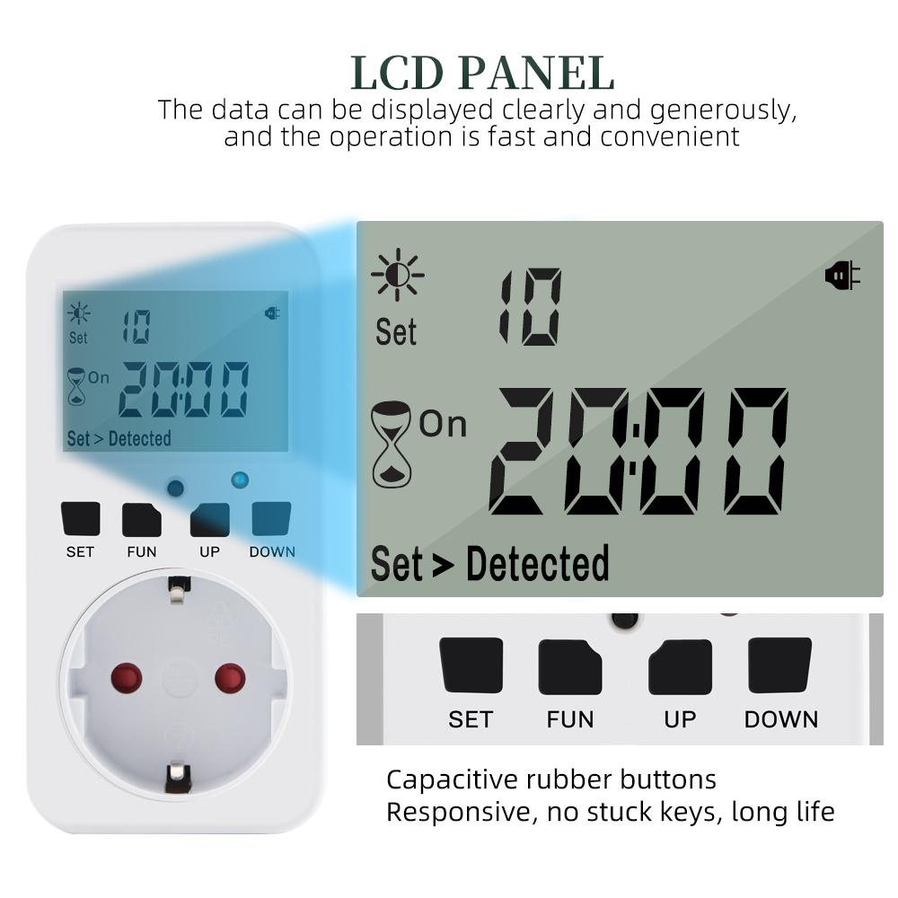 Multifunctional Digital Timer Socket LCD Short Cycle Socket Countdown Programmable Timing Controller Outlet Switch UK US FR EU3