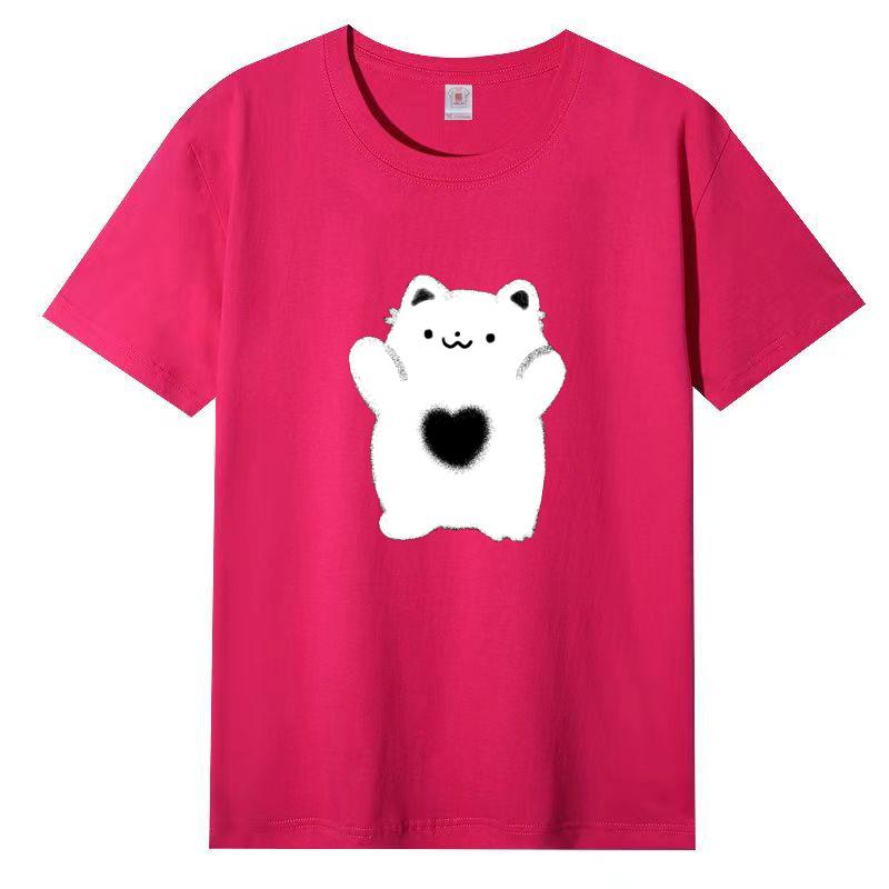 

Женская летняя популярная футболка с короткими рукавами из хлопка, дышащая, свободная футболка с принтом, повседневная 3XL