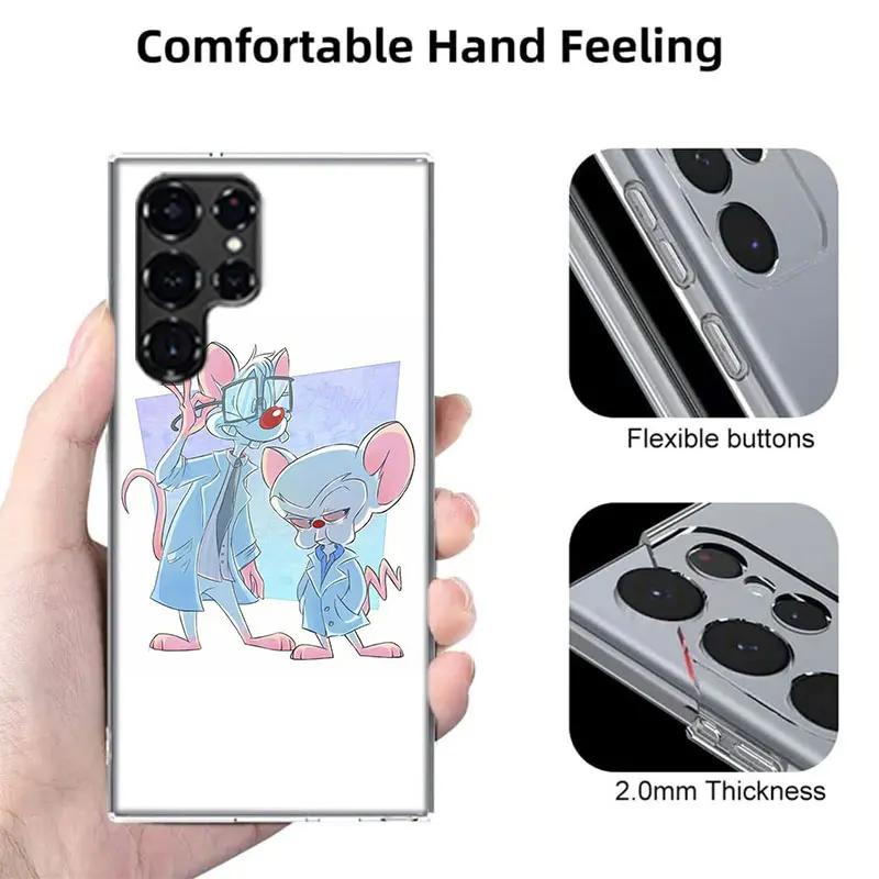 Pinky Anime and the Brain Cover For Samsung Galaxy S21 S20 S23 FE S22+ S24 Ultra S25 Edge Phone Case S10 Plus Clear Capa Coque P