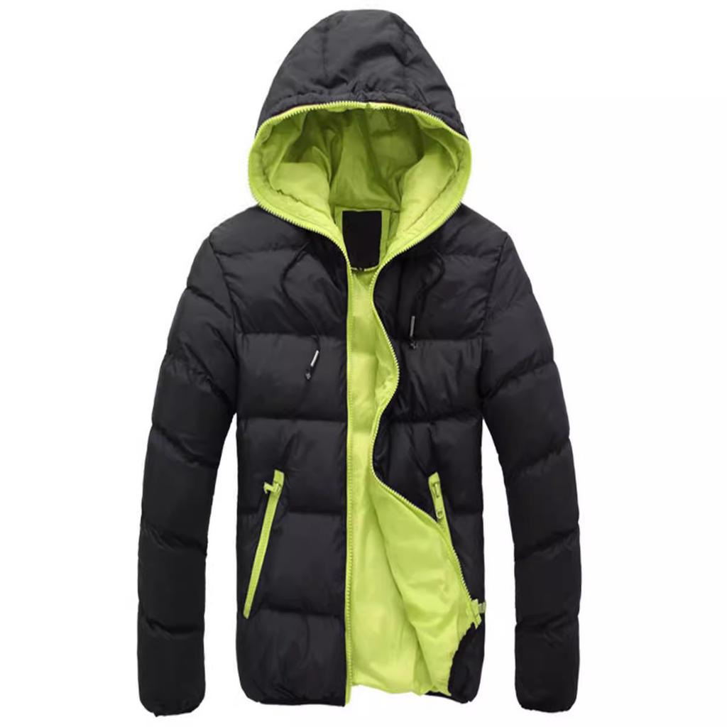 Winter Padded Jacket Mens Cold-proof Padded Jacket Top Updated Everyday Hooded Color Matching Warm Padded Jacket