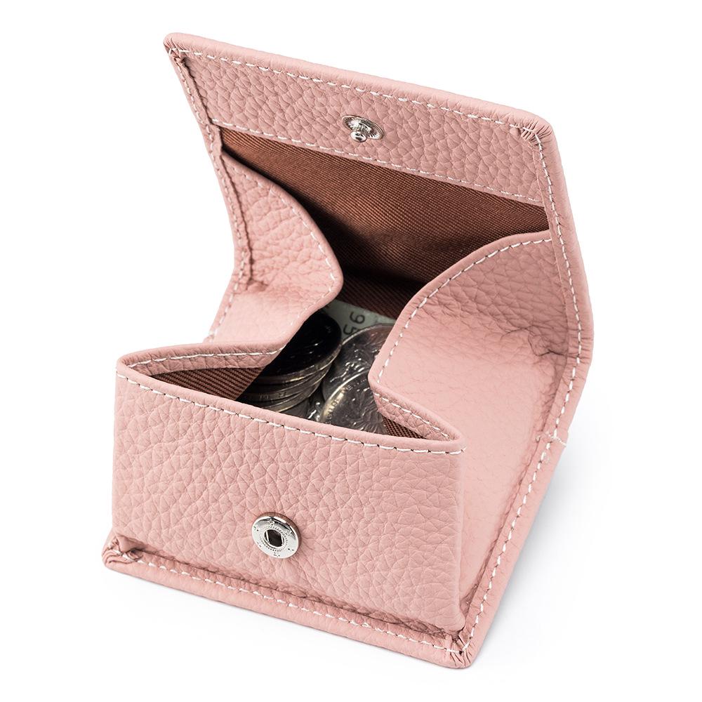 Kompaktes Damen-Münzfach aus echtem Leder - Mini-Geldbörse aus japanischem Rindsleder mit Druckknopfverschluss