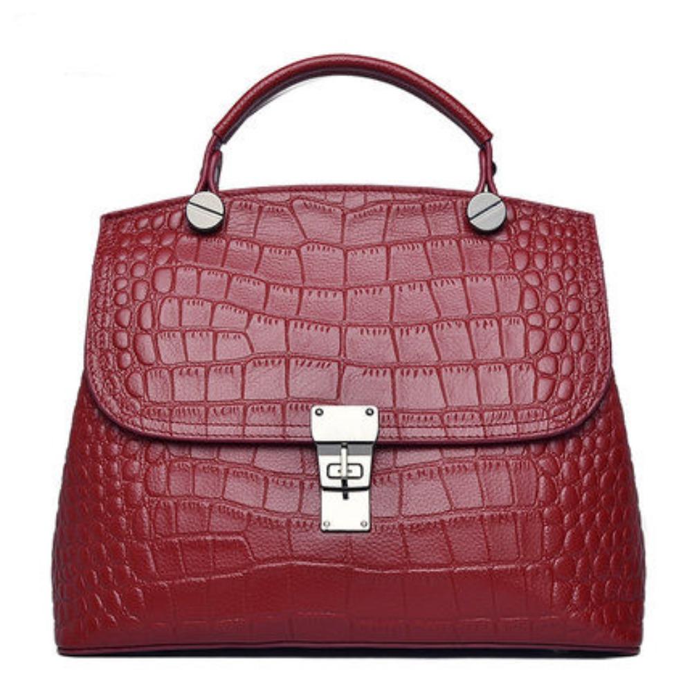Large Capacity Single Shoulder Oblique Span Bag Crocodile Pattern Handbag Women's, Genuine Leather Women's Bag